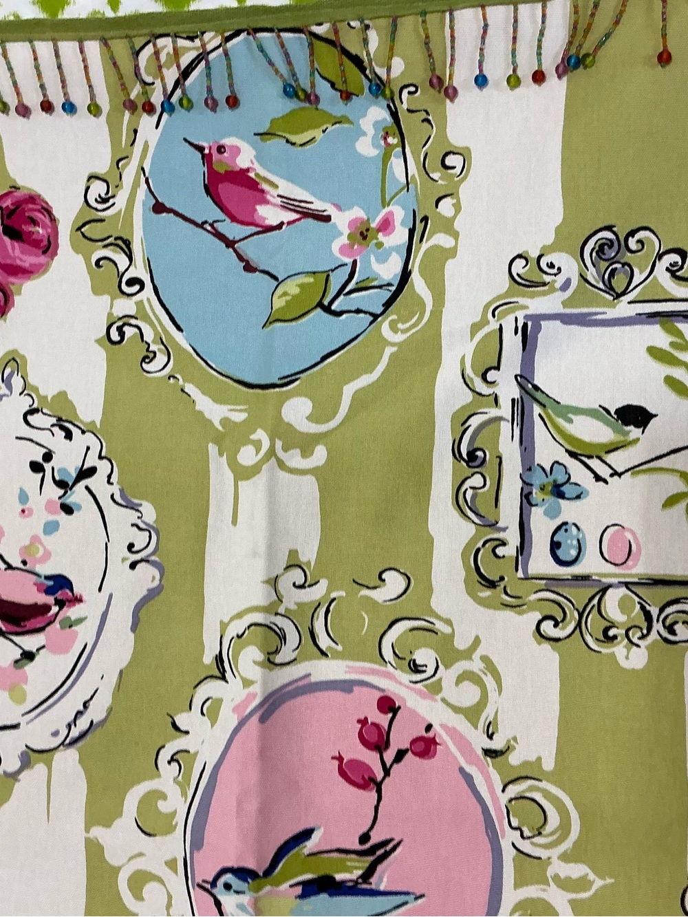 GreenShabby Chic French Country Songbird Floral Cameo Window Curtain Set 4 - Picture 5 of 7